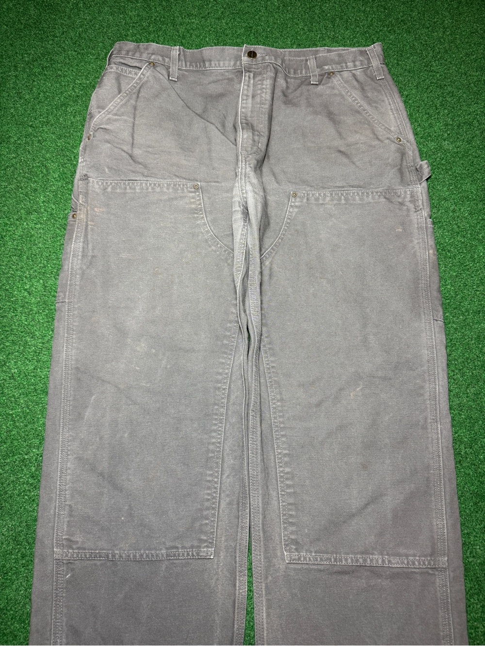 Carhartt Double Knee B136 GVL Carpenter Canvas Hip Hop Grunge 38x30 Pants Jeans - Picture 2 of 12